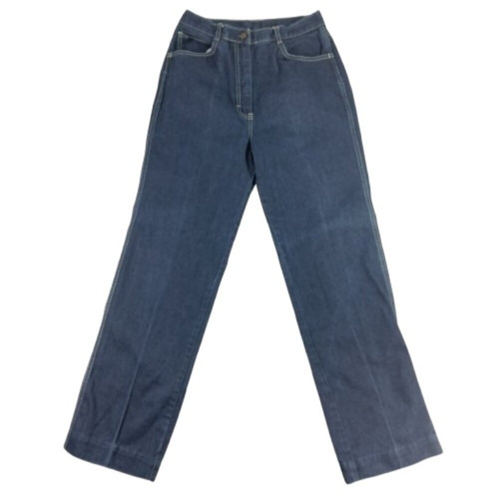 Vintage Sears 70s Womens Size 12 High Rise Wide Leg Denim Dark Wash Blue…